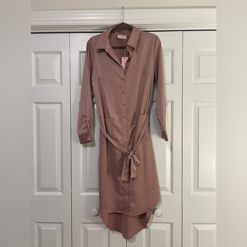 Elegant Pink Shirt Dress